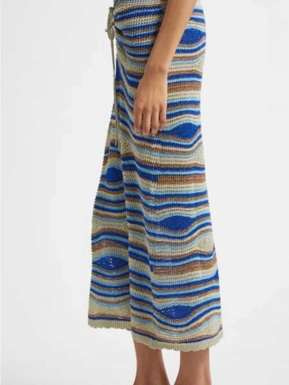 NWT Farm Rio mixed waves striped knit maxi skirt in the blues XXS